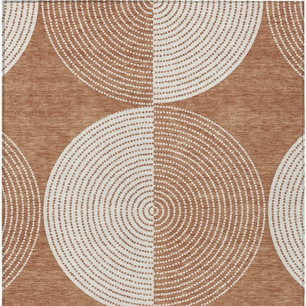 8' X 10' Copper And Ivory Geometric Washable Indoor Outdoor Area Rug