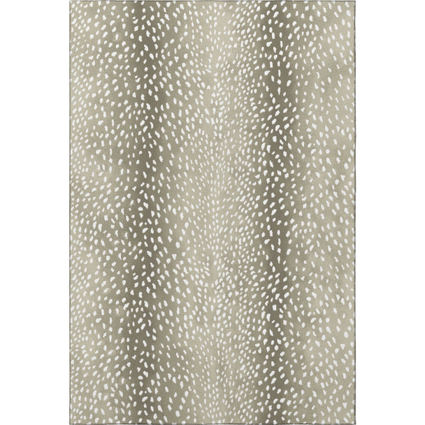 10' X 14' Fawn And White Animal Print Washable Indoor Outdoor Area Rug