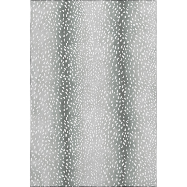 9' X 12' Gray And White Animal Print Washable Indoor Outdoor Area Rug