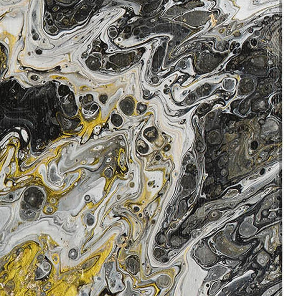 9' X 12' Black Ivory And Gold Abstract Washable Indoor Outdoor Area Rug