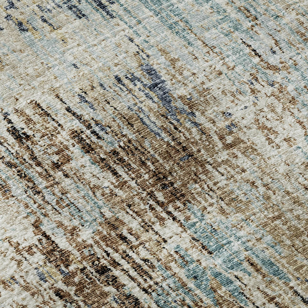 9' X 12' Midnight Ivory And Beige Abstract Washable Indoor Outdoor Area Rug