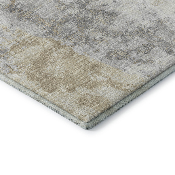 3' X 5' Midnight Ivory And Beige Abstract Washable Indoor Outdoor Area Rug
