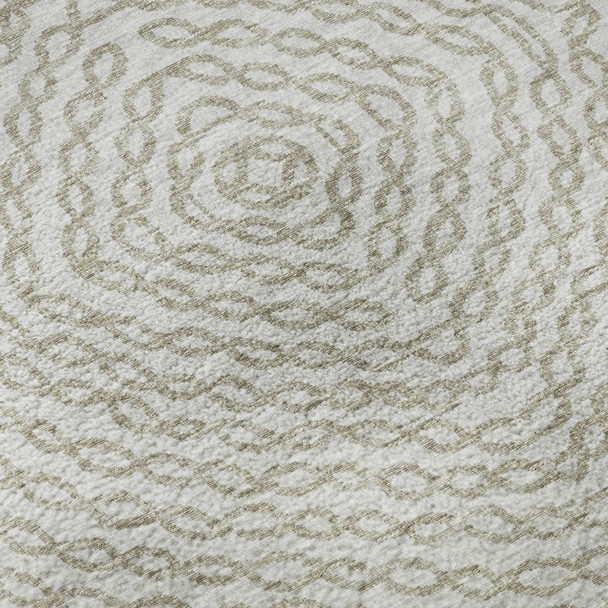 8' X 10' Linen And Ivory Geometric Washable Area Rug With UV Protection