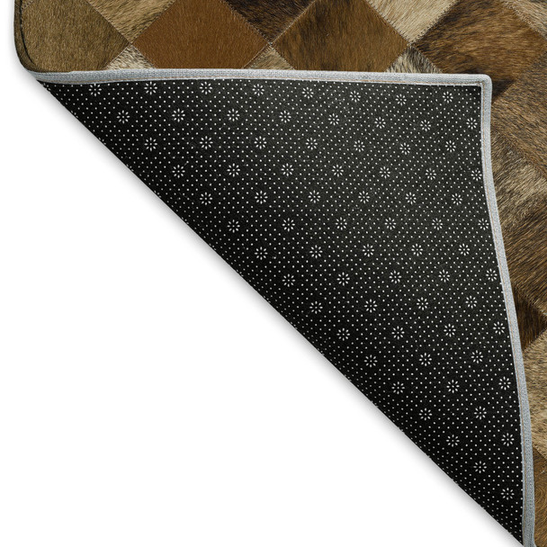 8' X 10' Brown Beige And Coffee Patchwork Washable Area Rug With UV Protection