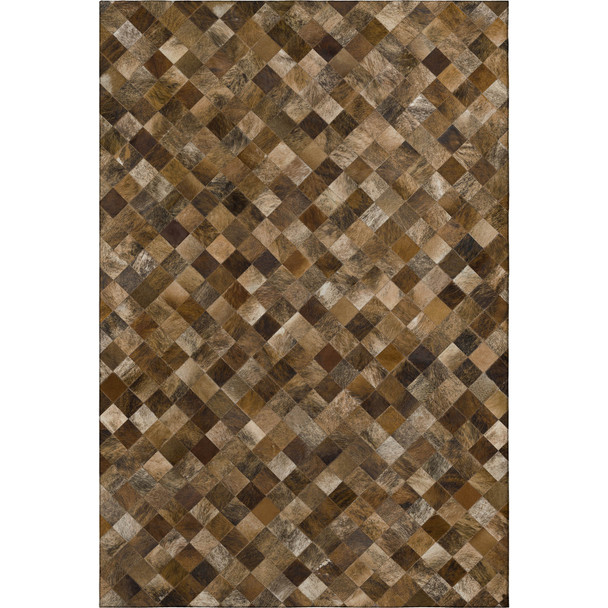 9' X 12' Brown Beige And Coffee Patchwork Washable Area Rug With UV Protection