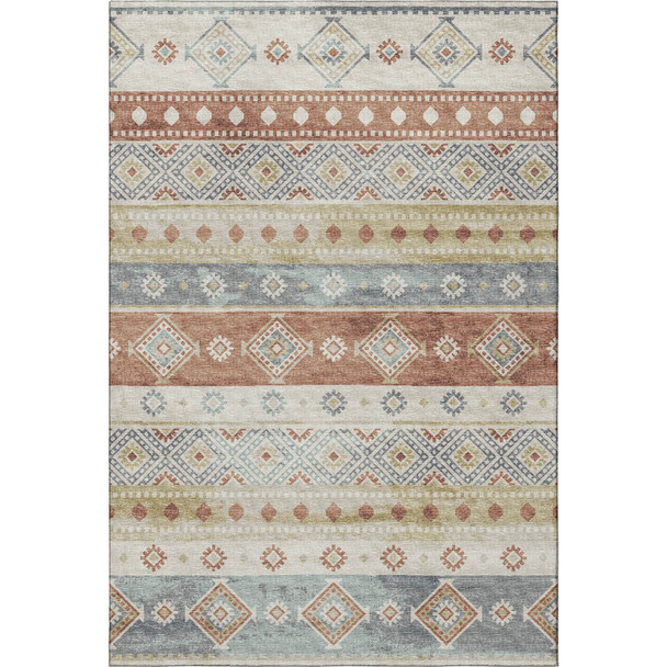 8' X 10' Desert Sand Rust And Ivory Tribal Washable Area Rug With UV Protection
