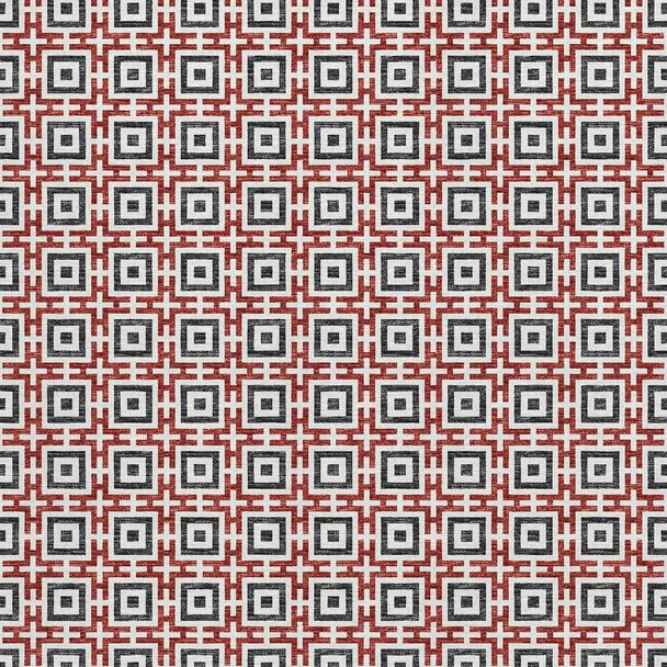 3' X 5' Red Black And Ivory Geometric Washable Area Rug With UV Protection