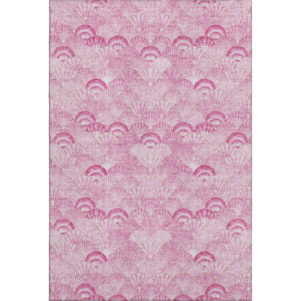 8' X 10' Pink And Ivory Geometric Washable Area Rug With UV Protection