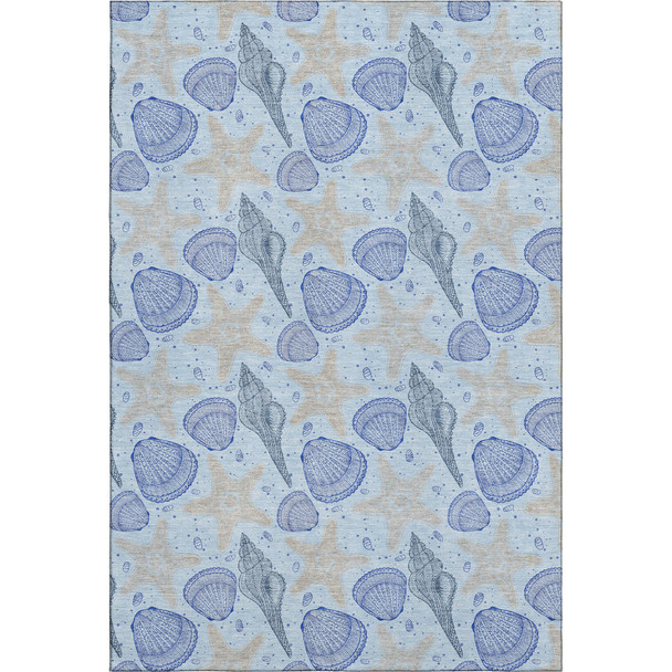 10' X 14' Blue And Beige Geometric Washable Area Rug With UV Protection
