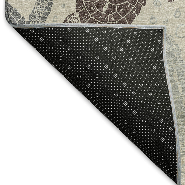 3' X 5' Sand Ivory And Gray Geometric Washable Area Rug With UV Protection