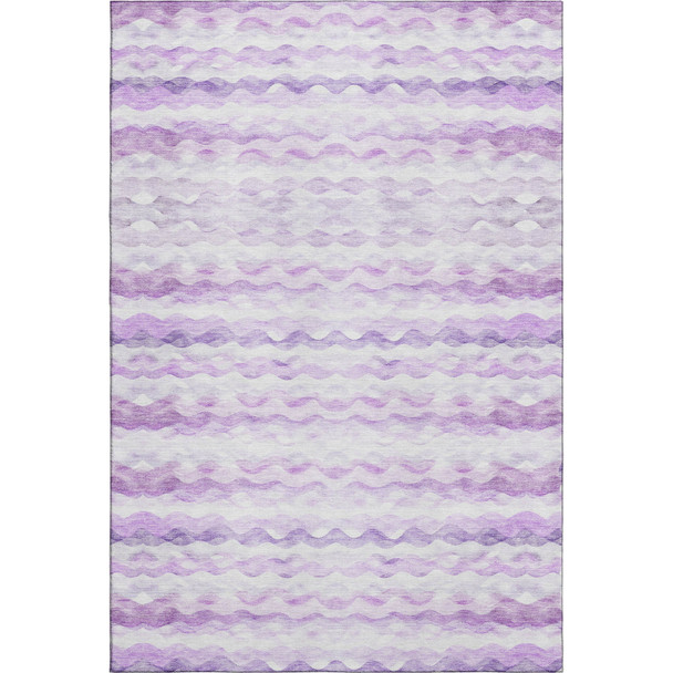 5' X 8' Purple And Ivory Geometric Washable Area Rug With UV Protection