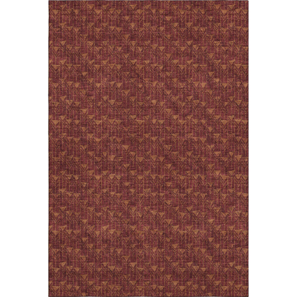 8' X 10' Burgundy And Brown Geometric Washable Area Rug With UV Protection