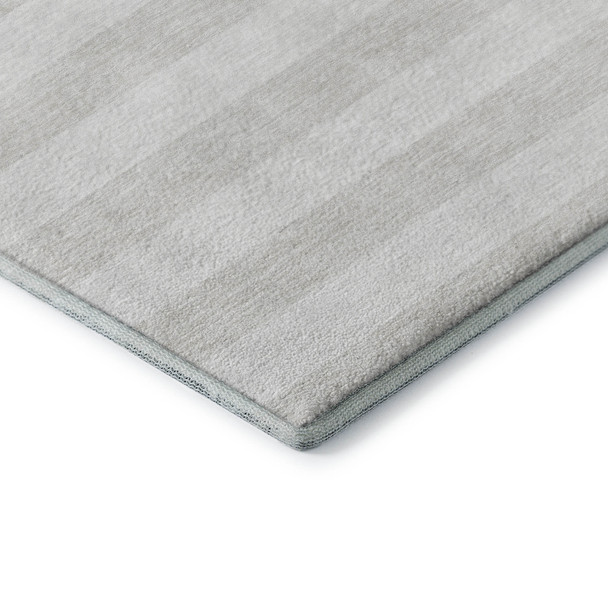 3' X 5' Ivory And Gray Striped Washable Area Rug With UV Protection