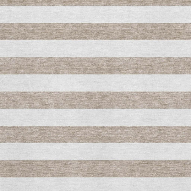 5' X 8' Taupe And Ivory Striped Washable Area Rug With UV Protection
