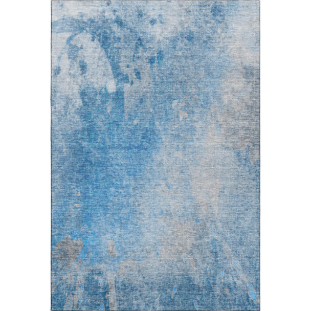 9' X 12' Blue And Gray Abstract Washable Area Rug With UV Protection
