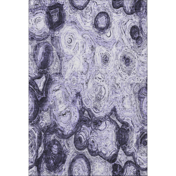 10' X 14' Purple And Ivory Abstract Washable Area Rug With UV Protection