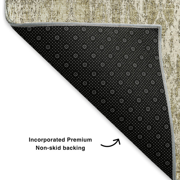 5' X 8' Beige And Tan Moroccan Washable Area Rug With UV Protection