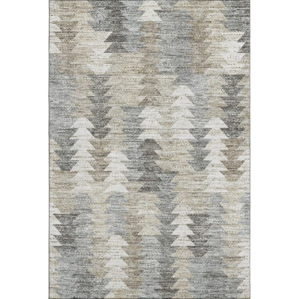 9' X 12' Taupe Ivory And Gray Geometric Washable Area Rug With UV Protection
