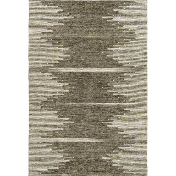 10' X 14' Coffee And Ivory Abstract Washable Area Rug With UV Protection