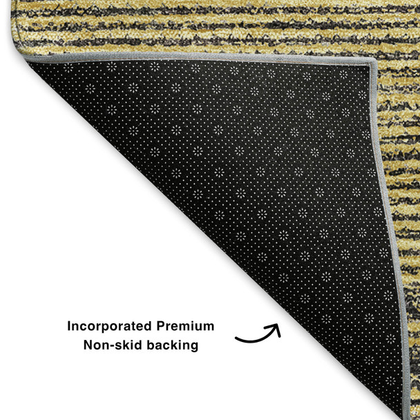 10' X 14' Graphite And Gold Abstract Washable Area Rug With UV Protection