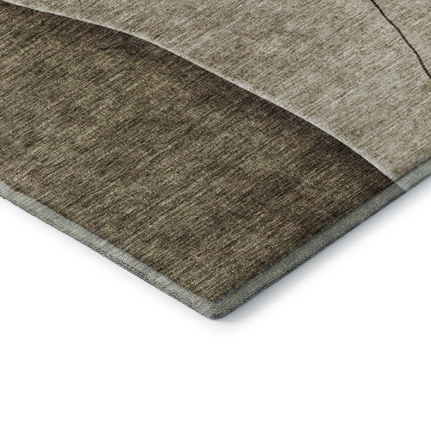 10' X 14' Brown Beige And Blue Abstract Washable Area Rug With UV Protection