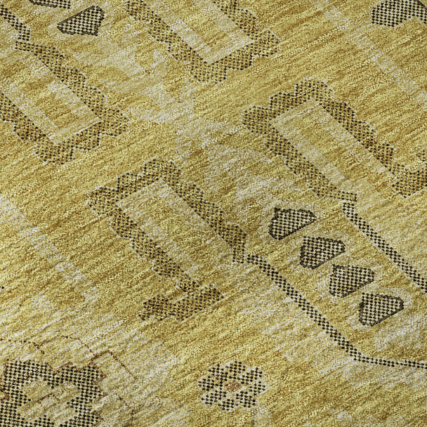5' X 8' Gold Charcoal And Gray Oriental Washable Area Rug With UV Protection