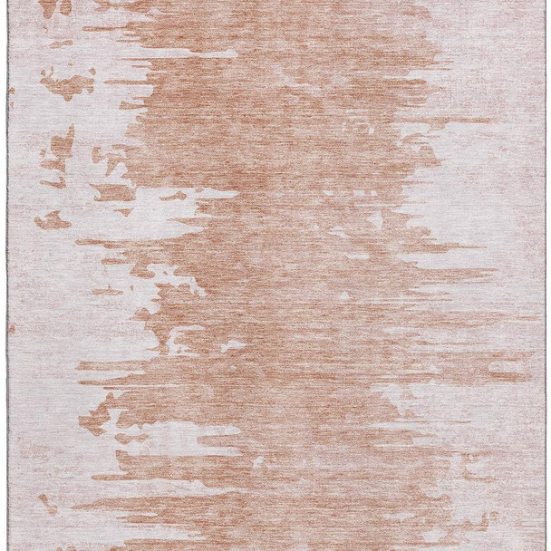 3' X 5' Terra Cotta And Ivory Abstract Washable Area Rug With UV Protection