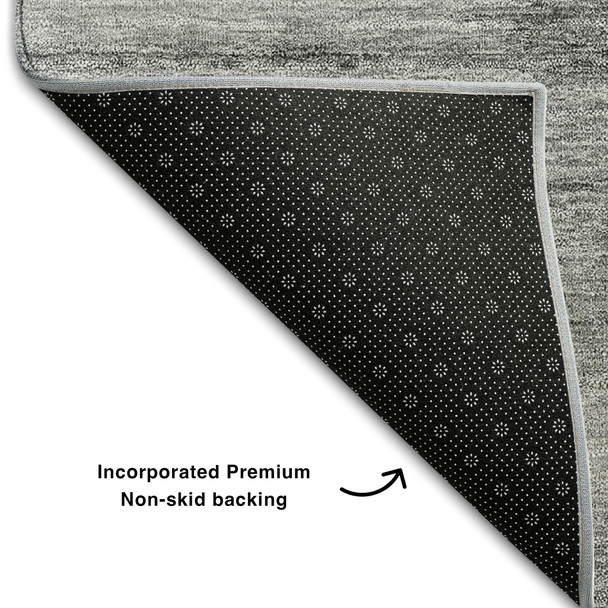 10' X 14' Gray And Silver Floral Washable Area Rug With UV Protection