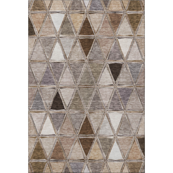 9' X 12' Brown Gray And Ivory Geometric Washable Area Rug With UV Protection