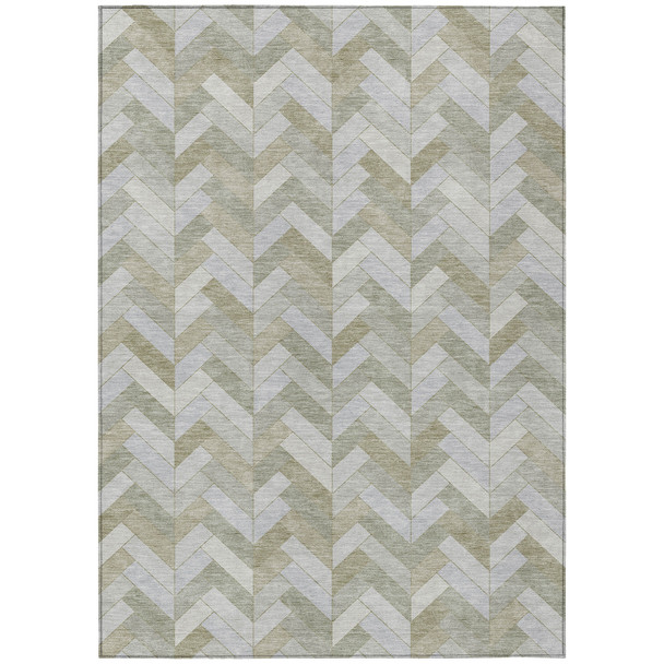 8' X 10' Taupe And Beige Geometric Washable Indoor Outdoor Area Rug