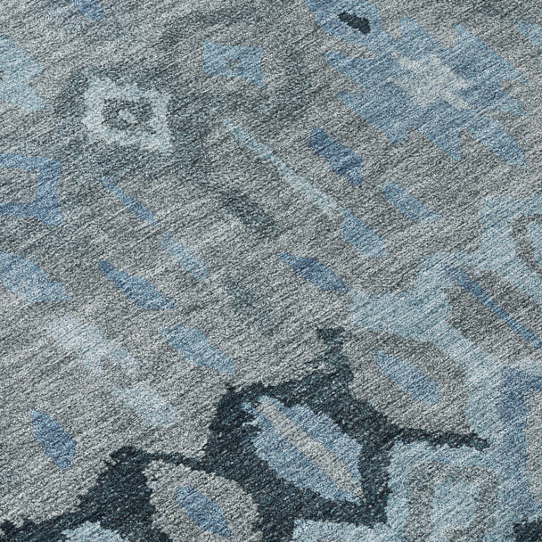 10' X 14' Gray And Charcoal Geometric Washable Indoor Outdoor Area Rug