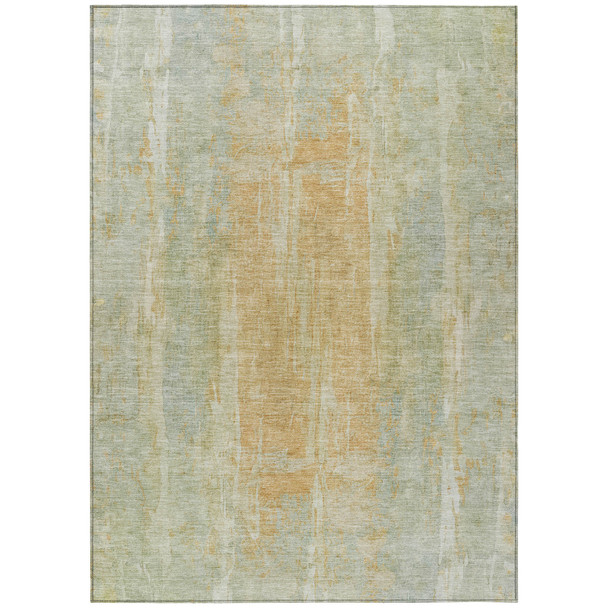 3' X 5' Sage And Copper Abstract Washable Indoor Outdoor Area Rug