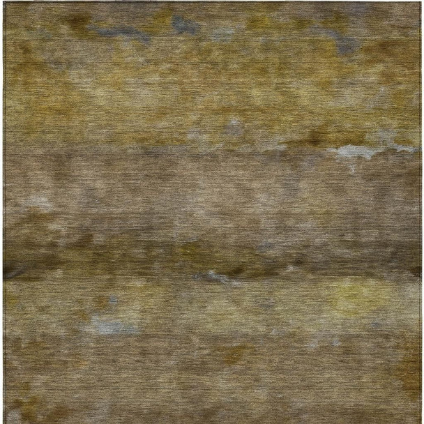 9' X 12' Brown And Taupe Abstract Washable Indoor Outdoor Area Rug
