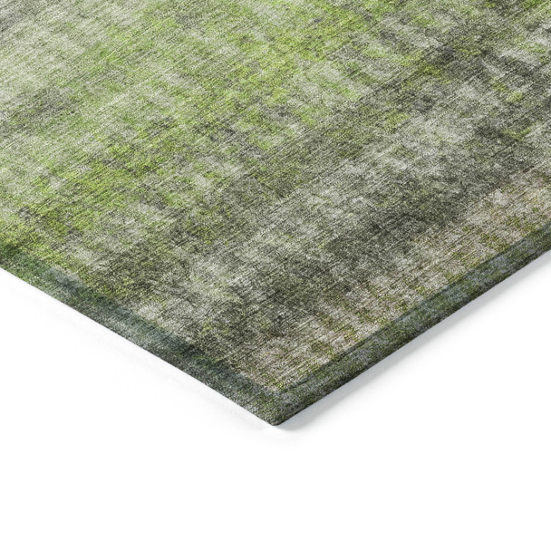 3' X 5' Green And Gray Striped Washable Indoor Outdoor Area Rug