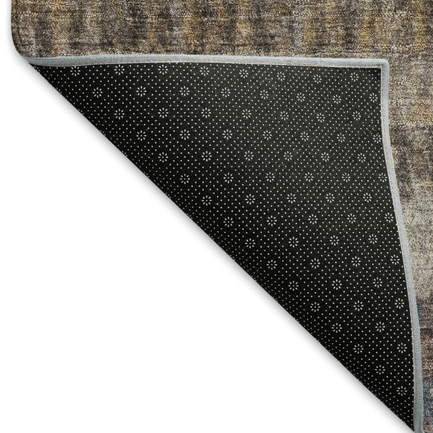 9' X 12' Brown And Beige Striped Washable Indoor Outdoor Area Rug