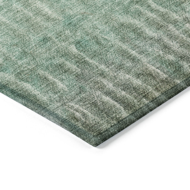 9' X 12' Teal Blue And Beige Abstract Washable Indoor Outdoor Area Rug