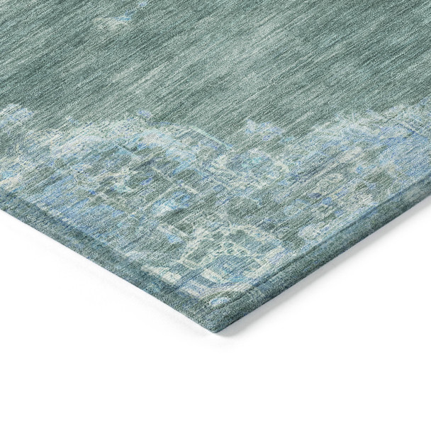 3' X 5' Teal Blue And Gray Medallion Washable Indoor Outdoor Area Rug