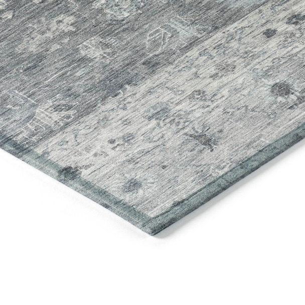 10' X 14' Gray And Silver Tribal Washable Indoor Outdoor Area Rug