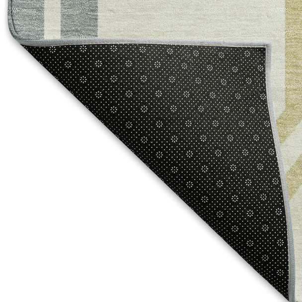 10' X 14' Ivory Gray And Wheat Geometric Washable Indoor Outdoor Area Rug
