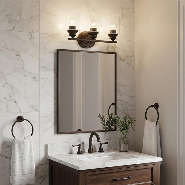10" Black And Clear Metal and Glass Vanity Flush Mounted Sconce