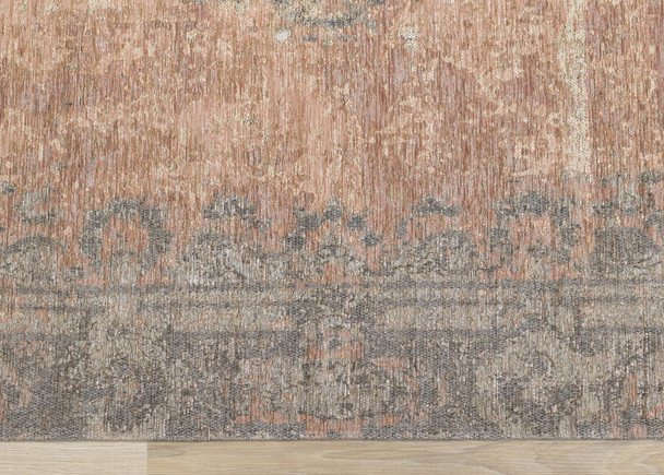 5' X 8' Gray And Pink Medallion Area Rug