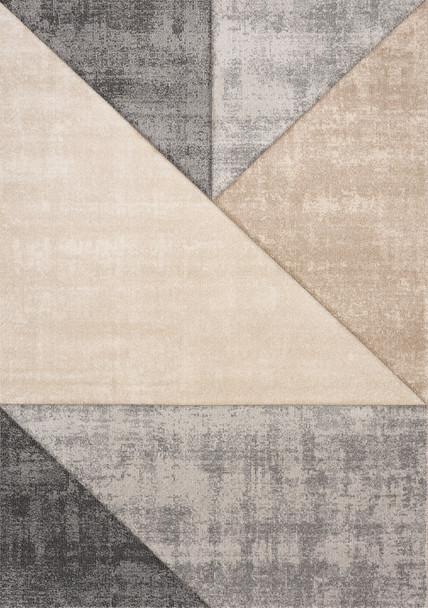 8' X 11' Gray And Beige Geometric Area Rug