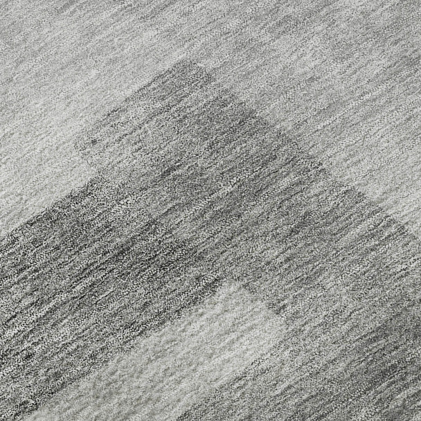 9' X 12' Silver And Gray Abstract Geometric Washable Area Rug With UV Protection