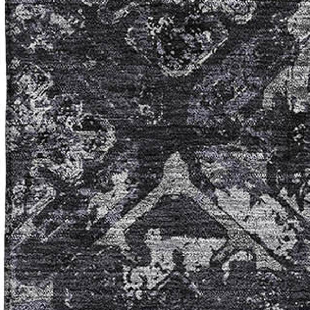 3' X 5' Black Gray And Silver Diamond Washable Area Rug With UV Protection