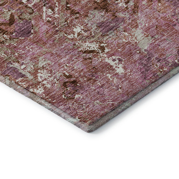 9' X 12' Pink Taupe And Ivory Diamond Washable Area Rug With UV Protection