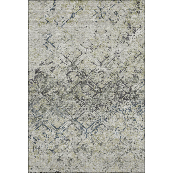 10' X 14' Silver Gray And Ivory Diamond Washable Area Rug With UV Protection