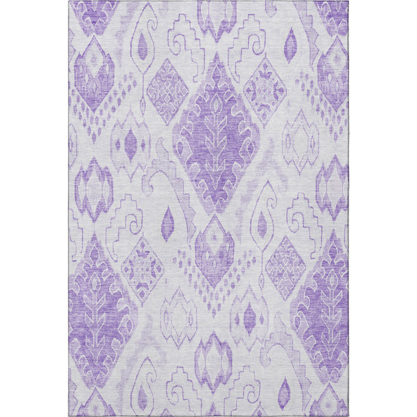 8' X 10' Purple And Ivory Moroccan Washable Area Rug With UV Protection