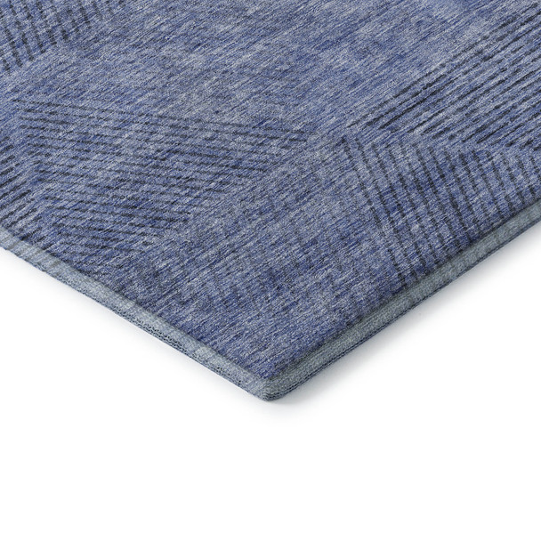 9' X 12' Blue And Gray Geometric Washable Area Rug With UV Protection