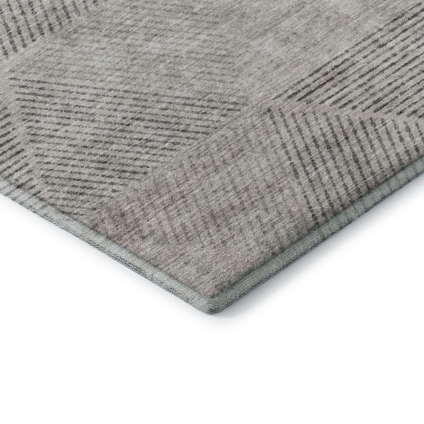 8' X 10' Taupe And Ivory Geometric Washable Area Rug With UV Protection