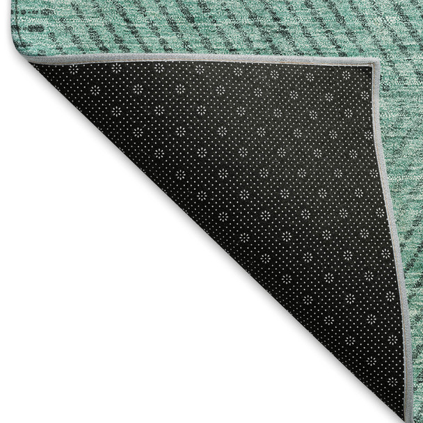 10' X 14' Teal And Gray Geometric Washable Area Rug With UV Protection